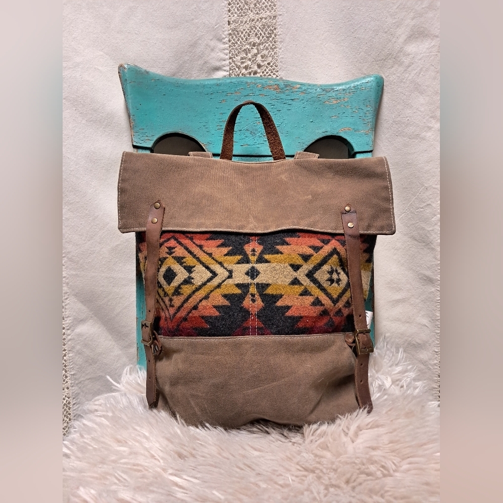 Southwestern Style Suede Backpack - Picture 1 of 7